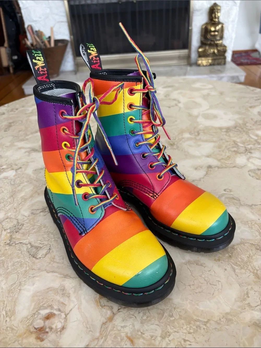 Dr. Martens 1460 Pride Multi Rainbow 🌈 Backhand Stripe 8-Eyelet Combat Boots - Picture 2 of 13